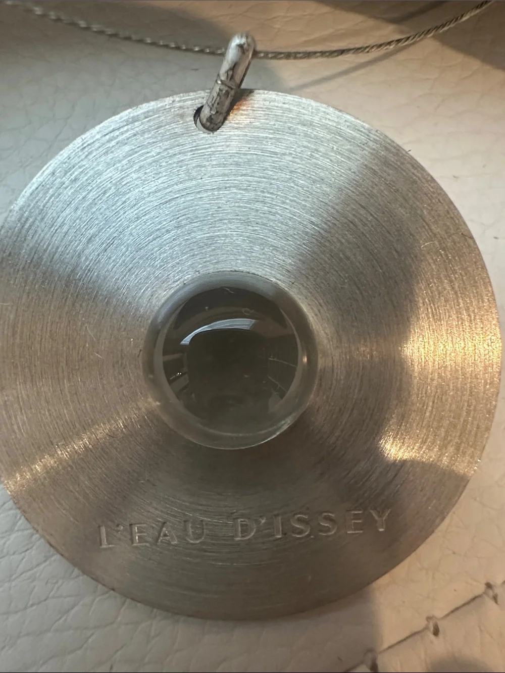 Issey Miyake Silver Pendant Necklace with Clear drop Center
